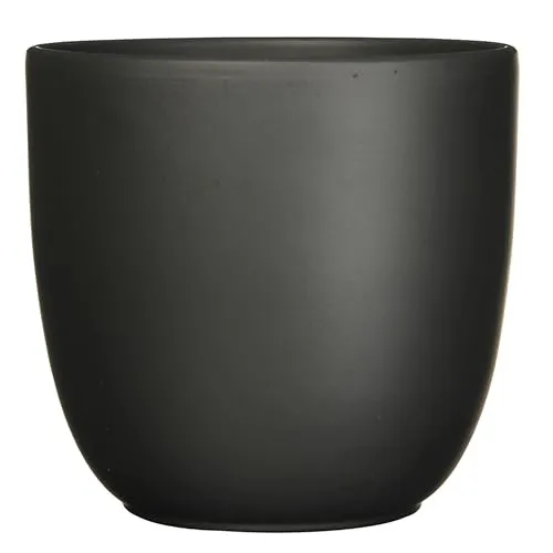 Annastore Blumenübertopf Tusca aus Keramik - Übertopf - Blumentopf - Übertöpfe - Blumentöpfe (Schwarz/Matt, H 18,5 cm - Ø 19,5 cm)