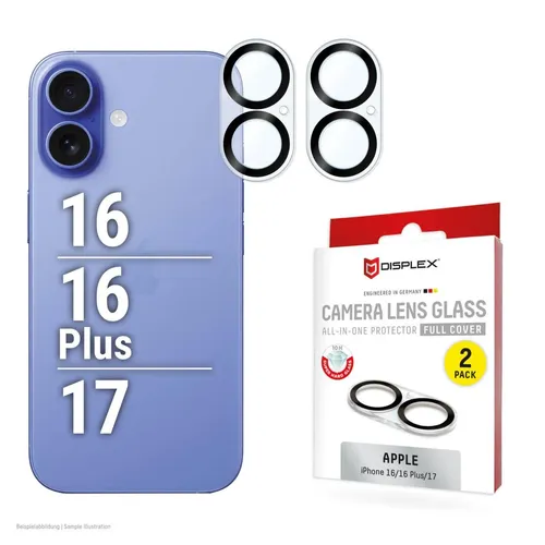 DISPLEX Full Cover Camera Lens Glass, Apple iPhone 16/16 Plus/17 (2 Stück) 02115