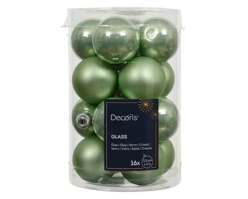 Kaemingk Weihnachtsbaumkugel, Weihnachtskugeln Glas 3,5cm 16 Stück - Matchagrün