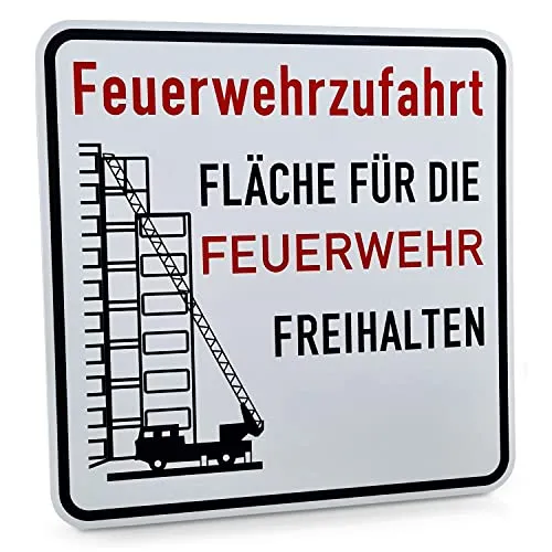 Betreibsausstattung24® Brandschutzschild „Feuerwehrzufahrt“ - Sicherheitsschild zur Kennzeichnung von Feuerwehrzufahrten, retroreflektierend und gemäß StVO, ideal für öffentliche Gebäude und Einrichtungen.