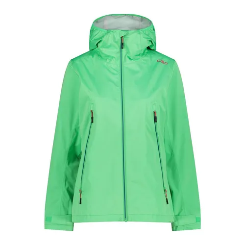 CMP Fix Hood 32z5066 Jacke Grün L für Frauen - Wasserdichte und atmungsaktive Shell-Jacke für Outdoor-Aktivitäten, mit verstellbarer Kapuze und seitlichen Taschen, ideal für Wanderungen und Stadtbesuche.