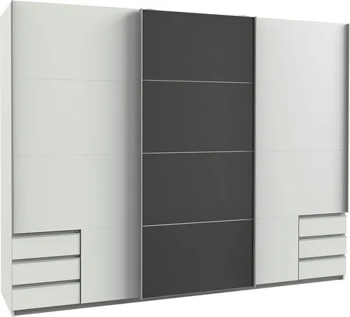 Wimex Schwebetürenschrank Valencia mit Glaselementen - Schwebetürenschrank mit elegantem Design und großzügigem Stauraum, inklusive Schubkästen für optimale Ordnung.