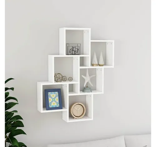 furnicato Wandregal Weiß 78 x 15 x 93 cm aus Holzwerkstoff, 1-tlg., Offene Regalfächer als Bücherregal mit 40 kg maximaler Belastbarkeit