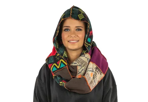 KUNST UND MAGIE Schlupfmütze Schalmütze Damen Kapuzenschal Loop Fleece Schal Kapuze Loop Poncho