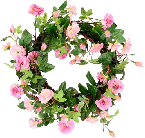 Flair Flower Kranz Rosen - Dekorative Wanddeko für jeden Anlass - Dekorativer Blumenkranz aus künstlichen Wildrosen, ideal für Haustüren und Innenräume. Bringt Farbe und natürliche Schönheit in Ihr Zuhause, perfekt für Hochzeiten oder Valentinstag.