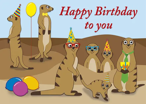 Postkarten Grußkarte Geburtstag Glückwunsch nette Erdmännchen Happy Birthday 2