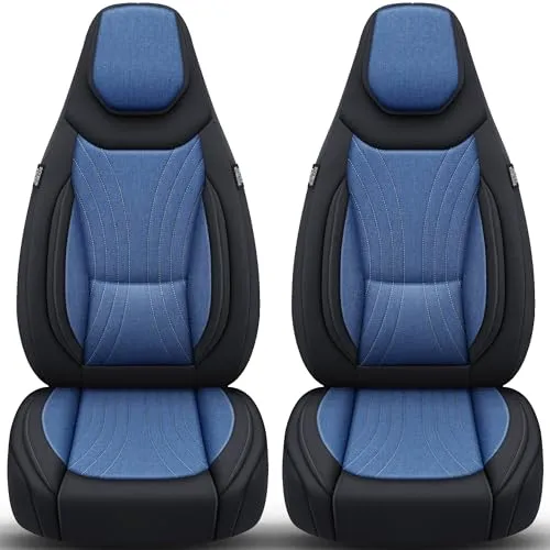 BREMER SITZBEZÜGE für Opel Adam 2013-19 - Schwarz/Blau - Autositzbezüge aus langlebigem Leinenstoff und Polyester, atmungsaktiv und für Sitzheizungen geeignet. Schützen Sie Ihre Sitze stilvoll und komfortabel bei jeder Fahrt!