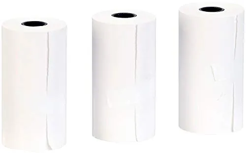 Callstel Thermopapier: 3er-Set Thermorollen mit Etiketten, 57 mm Breite, je 4,5 m, weiß (Thermopapier selbstklebend, Thermopapier Rolle, Flaschenetiketten)