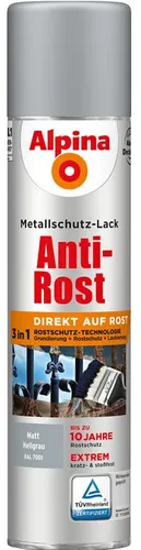 Alpina 3in1 Metallschutzlack Spray 0,4L in hellgrau matt