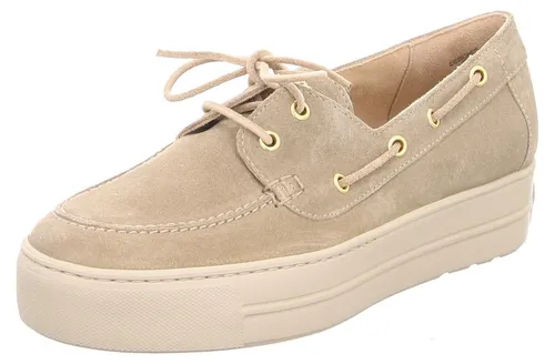 Paul Green Damen Plateau Mokassin Beige 5,5 – Elegante Bootsschuhe - Stilvolle Mokassins aus feinem Veloursleder mit komfortabler Lederinnensohle und rutschfester Gummisohle. Ideal für lässige Outfits und den täglichen Gebrauch.