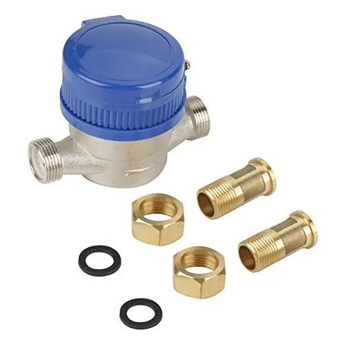 MAGT Wasserzähler, 15mm 1/2 Zoll Kaltwasserzähler mit Schutzhülle und Armaturen für Garten und Heimgebrauch