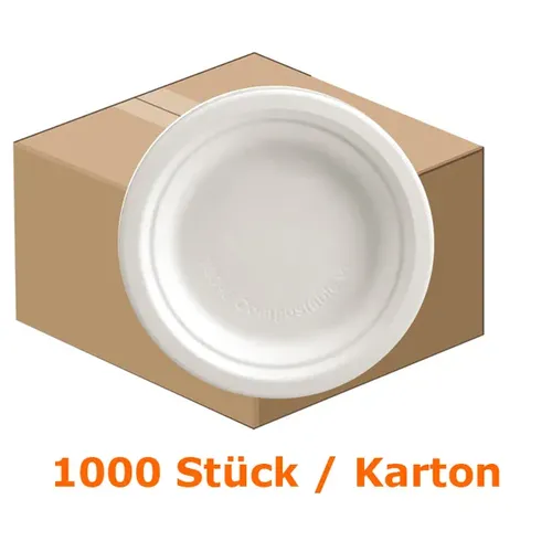 Einwegteller NatureStar BIO Zuckerrohr Ř 153 mm 1000 Stück lebensmittelecht, umweltfreundlich, Kartonabgabe 41015