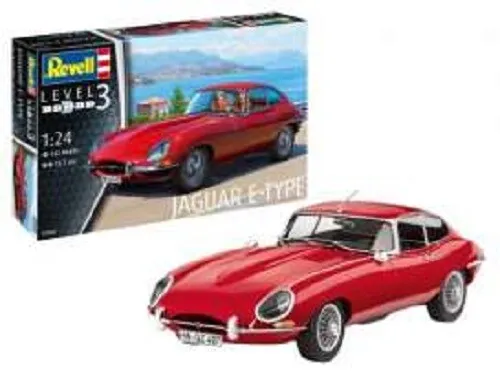 Revell Jaguar E-Type Modellbausatz 1:24 - Auto-Modellbausätze mit detailgetreuem Sechszylinder-Motor und beweglicher Motorhaube; ideal für Einsteiger und individuell gestaltbar als Links- oder Rechtslenker.