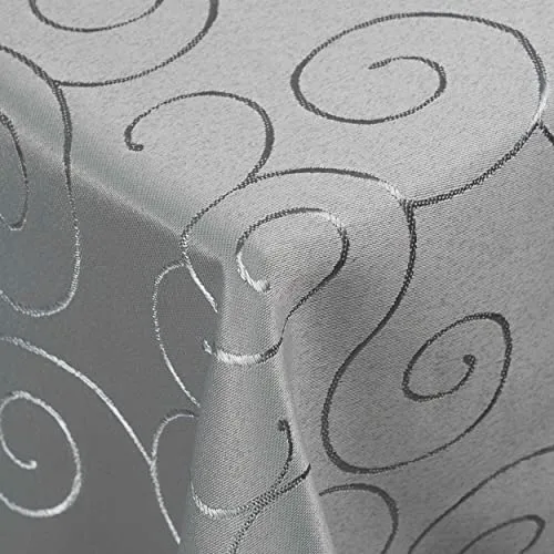Kringel/Circle Tafeldecke 130 x 260 cm in grau von DecoHomeTextil