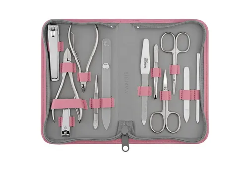 marQus Maniküre-Pediküre-Set 12 Teile in Echt Leder Etui handlich und weich, 12-tlg., Komplett Kit mit allem für die Hand- und Fußpflege, Nagelset