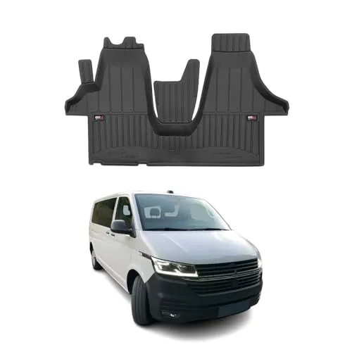 OMAC Premium 3D TPE Auto-Fußmatten für VW T6 T6.1 Transporter 2015-2024 - Automatten aus geruchlosem, umweltfreundlichem TPE mit zartem Vanilleduft, wasserdicht und mit Anti-Rutsch-Technologie für sicheren Halt und optimalen Allwetterschutz.