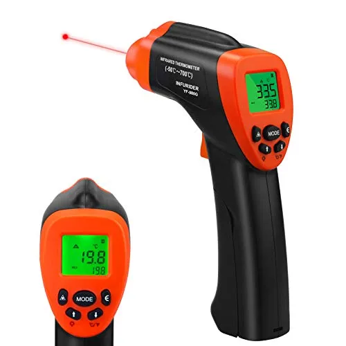 Infrarot Thermometer（-58℉-1292℉）,INFURIDER YF-980G Berührungslose Digitale Laser Temperaturpistole,16:1 Temperaturmessgerät IR Pyrometer mit Max/Min Alarm für HVAC Pizzaofen Kochen