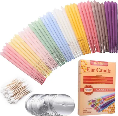 40PCS Bio Ohrkerzen aus Bienenwachs mit 20 Schutzscheiben von LuxusKollektion