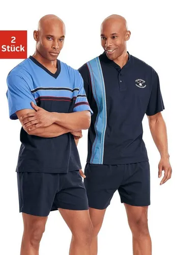 le jogger® Pyjama (Packung, 4 tlg., 2 Stück) kurzer Schlafanzug mit V-Auschnitt