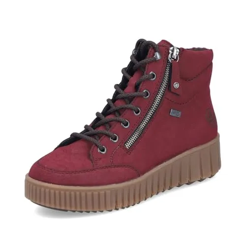 RIEKER Damen Winterboots Gr. 39 in Bordeaux - Wanderschuhe aus wasserabweisendem Nubuklederimitat mit warmem Futter und TEX-Ausstattung für optimale Wetterbeständigkeit und Komfort.