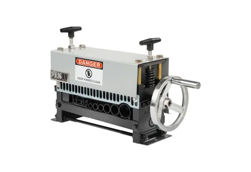 MSW Kabelschälmaschine - manuell - 11 Einschübe - Schneidwerkzeuge, ideal für präzise Abisolierarbeiten an Kabeln bis 38 mm Durchmesser, ausgestattet mit 11 gehärteten Messern für effizientes Arbeiten.