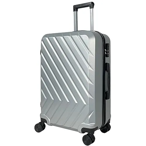 MY TRAVEL BAG Hartschalen-Koffer Trolley Reisekoffer (Handgepäck-Mittel-Groß-Set) 4 Doppel-Rollen (Großer Koffer (75cm), Silber)