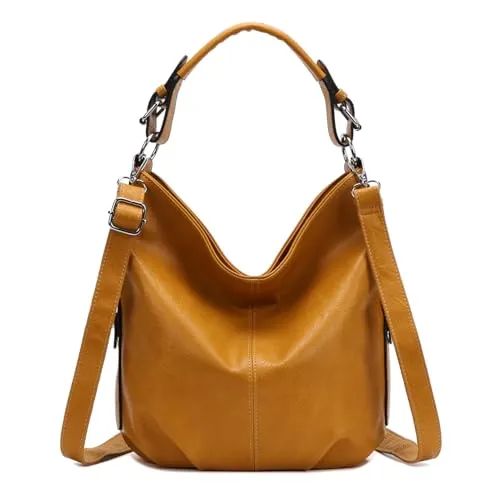 ITALYSHOP24 Schultertasche Damen Shopper Hobo Bag in gelb von ITALYSHOP24