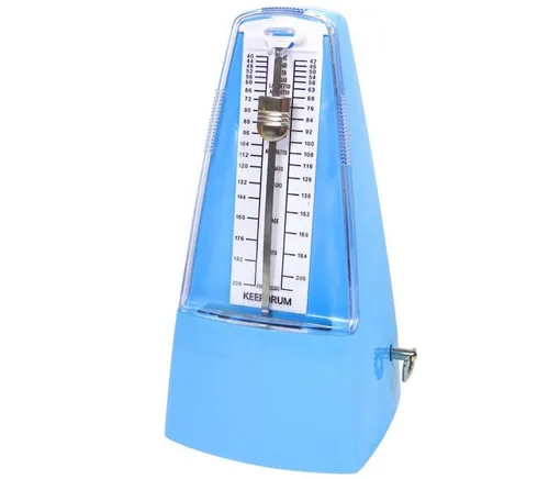 keepdrum Metronom GMPL BL mit Glocke Blau - Mechanisches Metronom in Blau, mit ausschaltbarer Glocke und präzisem Klick-Sound. Ideal für Musiker, die Tempo und Takt präzise kontrollieren möchten.
