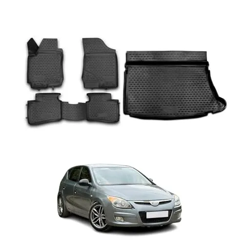 OMAC Auto-Fußmatten Kofferraumwanne Set für Hyundai i30 (2007-2011) - Fahrzeugspezifische Allwettermatten, wasserdicht und rutschfest für optimalen Schutz und einfache Reinigung – ideal für Ihren Hyundai i30.