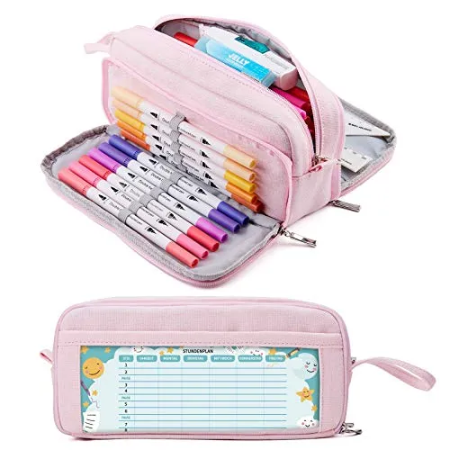 KALIDI Federmäppchen mit 3 Fächer Große Kapazität Mäppchen Federtasche Stiftetasche Pencil Case Bleistifttasche für Schule & Büro