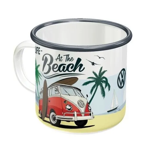 Emaille-Becher »VW Bulli - Beach« Volkswagen - Nostalgic-Art