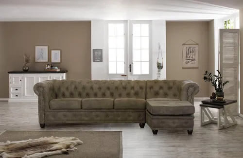 Home affaire Chesterfield-Sofa Rysum L-Form in grau von Home Affaire