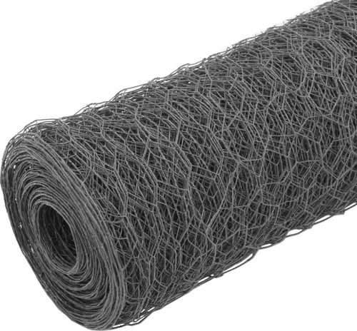 vidaXL Drahtzaun Stahl mit PVC-Beschichtung 25x1,5 m Grau - Maschendraht für vielseitige Anwendungen, ideal für die Einzäunung von Tieren und Pflanzen, robust und witterungsbeständig.