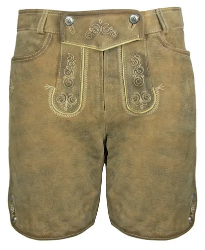 Maddox Trachtenlederhose Maddox Kurze Damen Lederhose Elsa - Hellbraun Anti