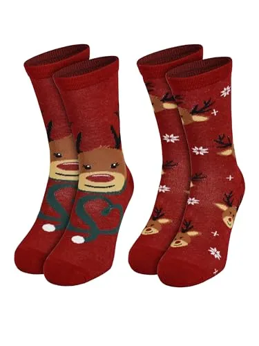 United Labels Weihnachtssocken Rentier für Damen (DE/NL/SE/PL, Numerisch, 39, 42, Regular, Regular, Rot)