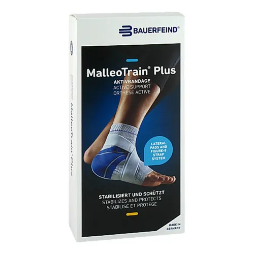Malleotrain Plus Größe 4 links titan Sprunggelenkb. Bandage - Knöchel- & Sprunggelenkbandage mit hochelastischem Train-Aktivgestrick für optimale Stabilität und Umknickschutz. Lokale Massageeffekte fördern die Durchblutung und lindern Schmerzen.