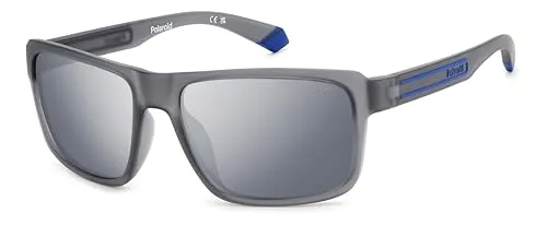 Polaroid PLD 2158/S Herren-Sonnenbrille - Sportbrillen mit stylischem grauem Vollrand-Design und robustem Kunststoff-Gestell, ideal für Outdoor-Aktivitäten und perfekten UV-Schutz.