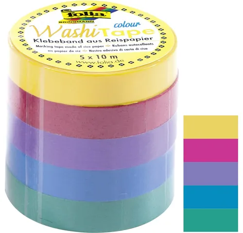 folia Deko-Klebeband Washi-Tape UNI BASIC 5er Set
