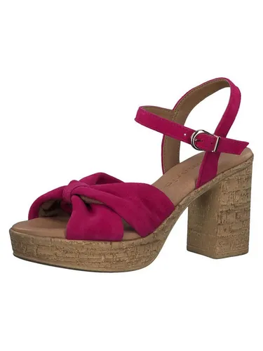 Tamaris Riemchensandalette in Fuchsia - Wanderschuhe mit 90 mm Blockabsatz und hochwertigem Leder-Obermaterial, ideal für stylische Auftritte und Komfort.