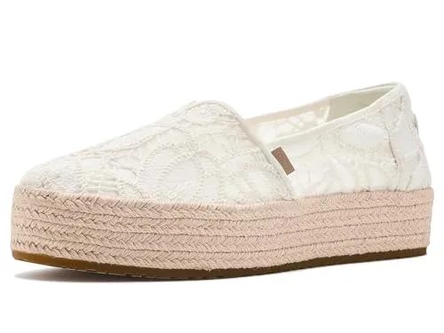 TOMS Halbschuhe Textil Espadrille in Beige – Größe 38,5 EU - Bequeme Espadrilles für lässige Looks. Der Plateauabsatz sorgt für zusätzlichen Komfort, während das atmungsaktive Textil-Obermaterial ideal für warme Tage ist.