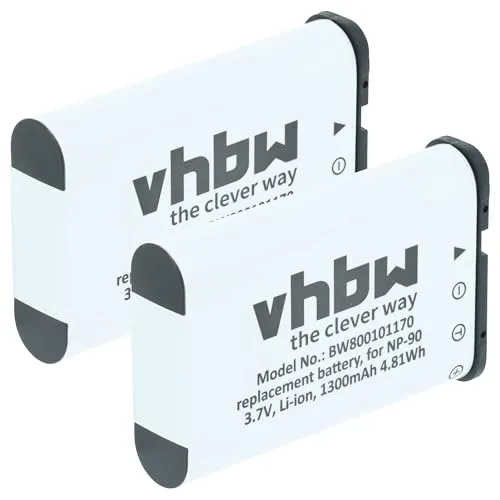 vhbw 2X Akku kompatibel mit Casio Exilim EX Serie EX-H10, EX-FH100, EX-H15 HI-Zoom Kamera (1300mAh, 3,6V, Li-Ion)