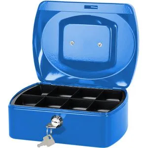 Alco Geldkassette 8410-15, mit Zylinderschloss, 20,5 x 8,5 x 16 cm, blau