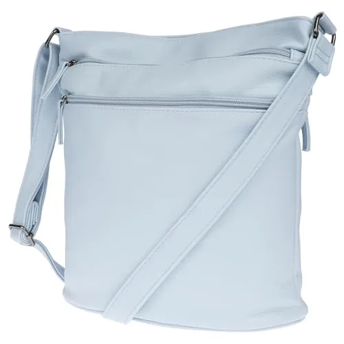 Christian Wippermann Hochwertige Umhängetasche Damen Mittelgroß Schwarz - Schultertasche Mit Verstellbarem Riemen - Handtasche Damen 28x30x13 cm - Vielseitige Damenhandtasche Für Jeden Anlass Hellblau
