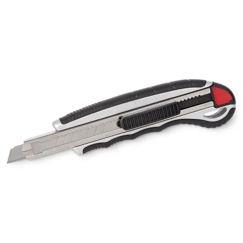 Cuttermesser 9mm mit Abbrechklinge und Aluminiumgehäuse - Praktisches Cutter-Messer mit 4 Ersatzklingen aus Stahl, ideal für präzise Schneidarbeiten im Haushalt oder Büro.