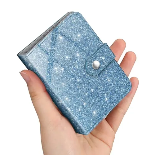 Fintie Mini Fotoalbum für 2x3 Zoll Filme - 52 Taschen kleine Alben für Fujifilm Instax Mini Sofortbildkamera/Polaroid Hi-Print Bilder, Kpop Fotokartenhalter Binder, Glitzerndes Blau