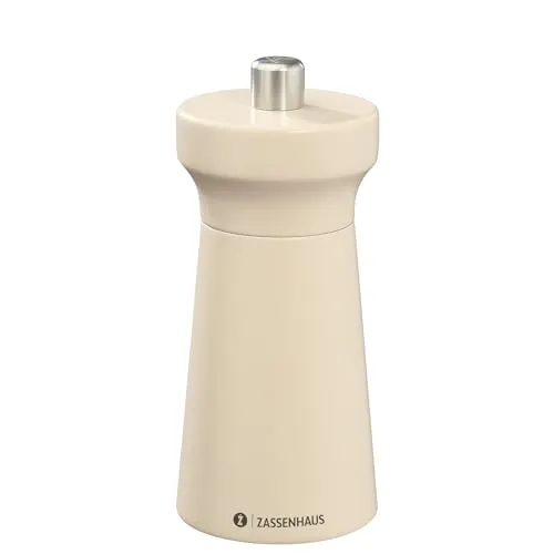 Zassenhaus Pfeffermühle WESTERLAND sand |lackiertes Buchenholz | mit stufenlos verstellbarem Hochleistungs-Keramikmahlwerk | Gewürzmühle für Pfeffer | 12 cm, Ø 5,4 cm