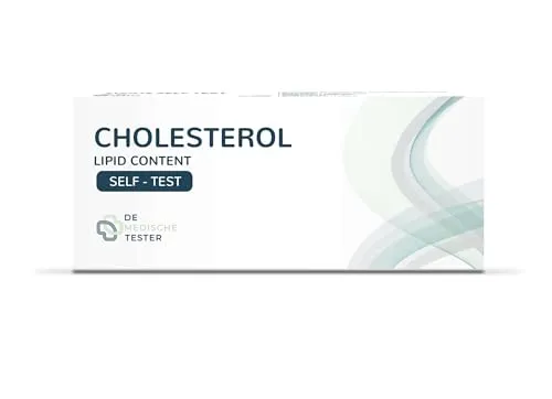 Cholesterin-Selbsttest von The Tester - Schneller Cholesterin-Selbsttest für zu Hause. Erfahren Sie in nur 10 Minuten, ob Ihr Cholesterinspiegel im Normalbereich liegt. Ideal für die regelmäßige Kontrolle.