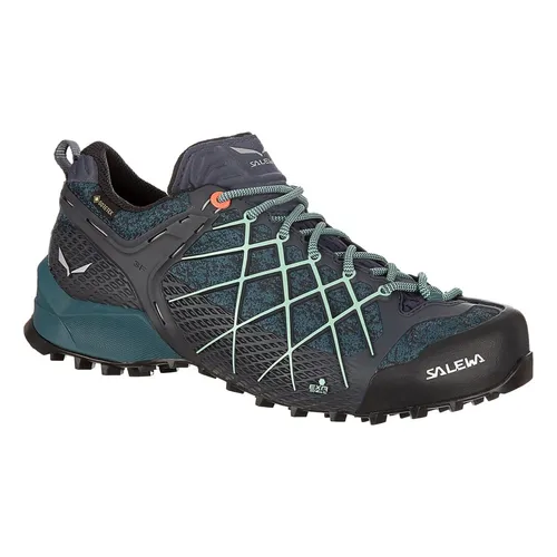 SALEWA Wildfire Gore-Tex Damen Zustiegsschuhe - Blau/Rot, Größe 37 - Wanderschuhe mit wasserdichter GORE-TEX Membran und griffiger POMOCA Sohle für optimale Kletterperformance und Komfort bei technischen Zustiegen.