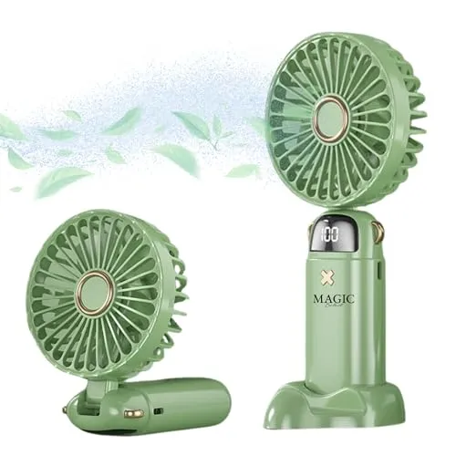 USB-C-Handventilator. Leiser Ventilator, mit 5 Geschwindigkeiten, Faltventilator. Mini-Taschenventilator, Tragbar mit Ständer. mit Kordel, für Büro, Zuhause. Ladekabel im Lieferumfang Enthalten.