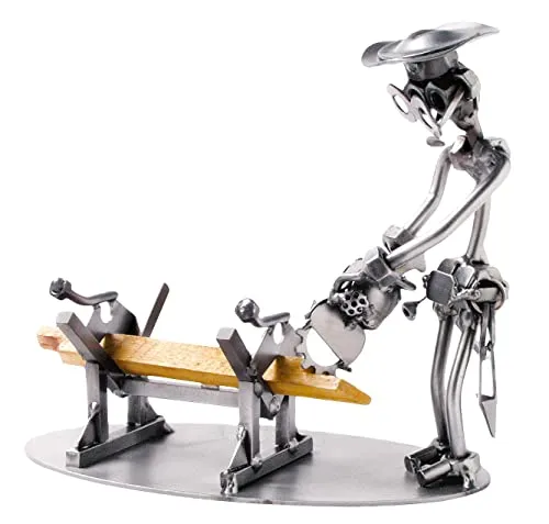 STEEMO Schraubenmännchen Zimmermann Handwerker Geschenk Metall-Deko 19x10x17 cm